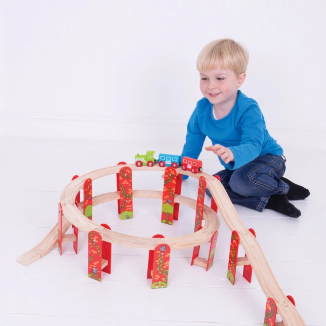 Bigjigs Rail večnivojna lesena železniška gradbena igrača
