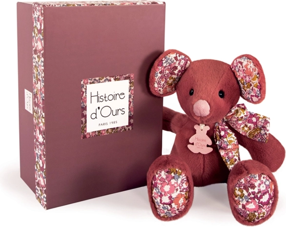 Plišasta miška temno rožnata 25 cm – Doudou Histoire d’Ours