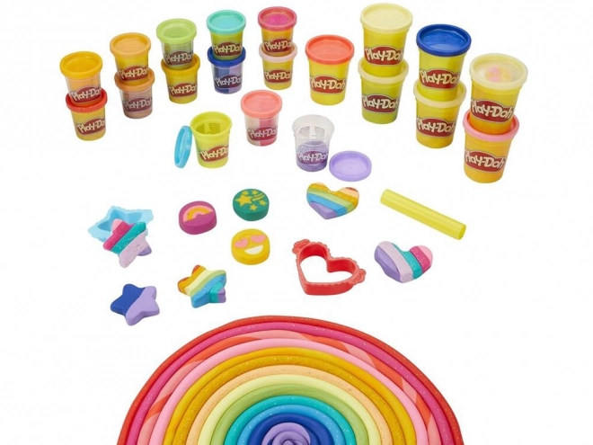Play-Doh komplet bleščeče modeline Hasbro z 21 barvami in kalupi