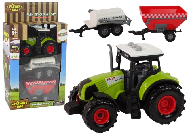Velik traktor z LED lučmi in zvoki - komplet 2 kmetijskih strojev