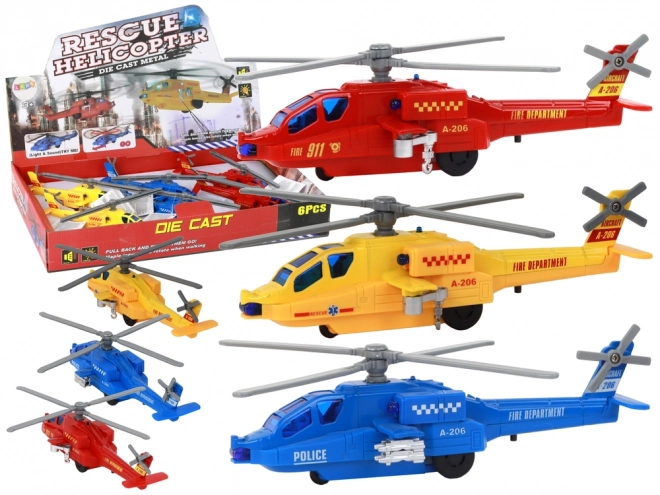 Reševalni helikopter iz aluminija S svetlobnimi in zvočnimi učinki