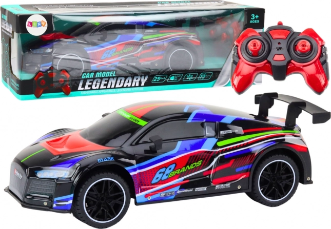 RC športni avto 1:10 z LED lučmi, hitrost 25 km/h, črn