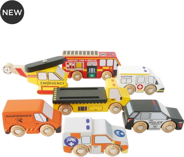 Le Toy Van komplet reševalnih vozil z helikopterjem