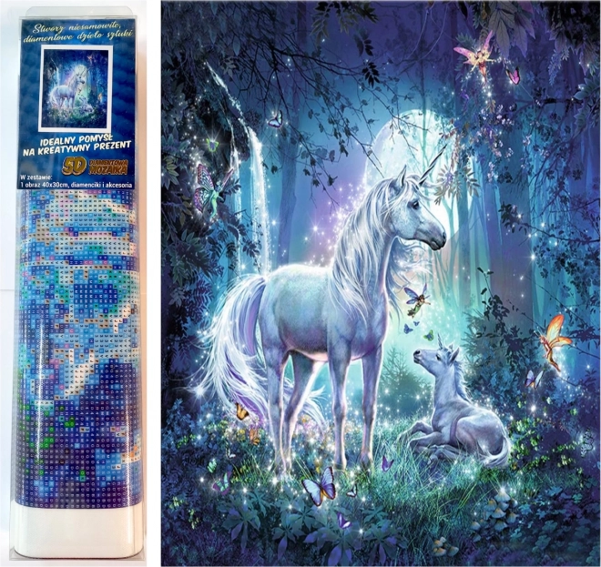 NORIMPEX Diamantno slikanje Samorogi v čarobnem gozdu 30x40cm