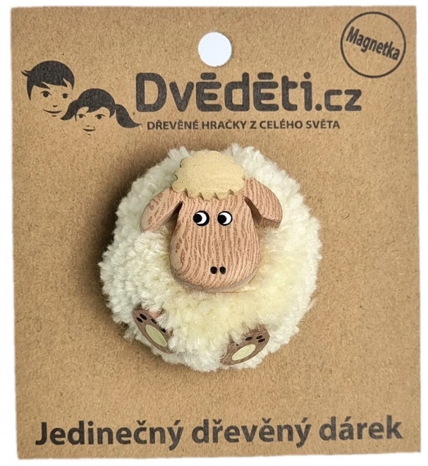 Velika lesena magnetka PomPom Ovca