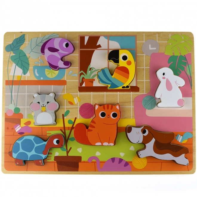 Tooky Toy lesene Montessori sestavljanke živalce za dom