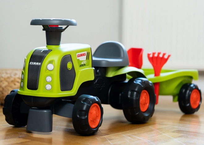 Falk otroški traktor Claas 470 Arion zelen z prikolico in kompletom za pesek