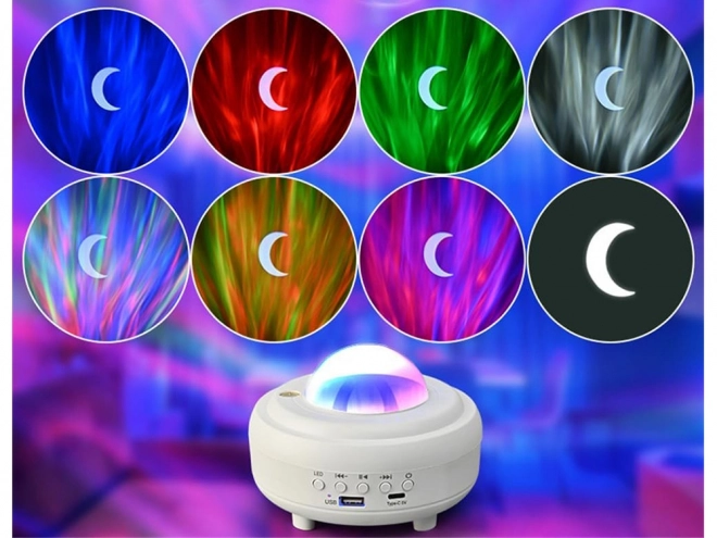 Nočni svetlobni projektor aurora z bluetooth zvočnikom