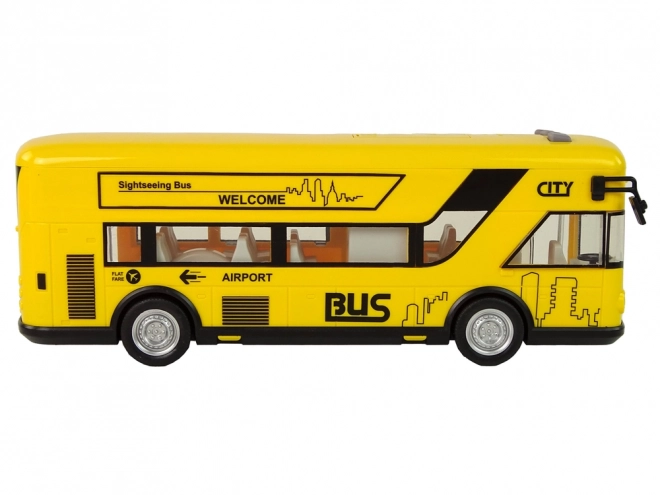 Rumeni mestni avtobus s pogonom na trenje 1:18