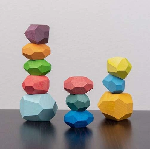 Kreativni leseni balansni kamni Kruzzel 22475 - set 16 kos