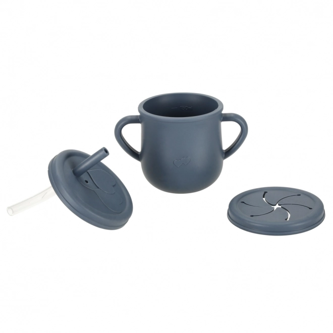 Temno modra silikonska set posode Veverica - 9 delov