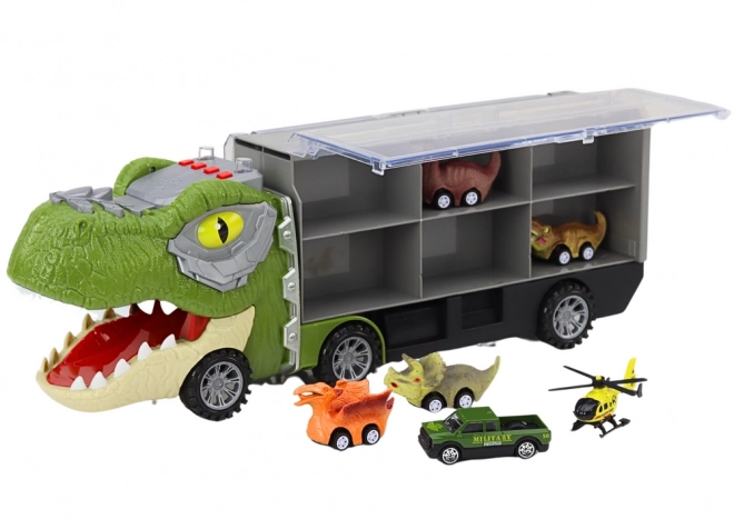 Dinozaver Transportni Kamion 6 kos Luči Zvoki Zelena