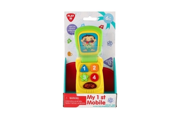 Mobilni telefon plast 14 cm na baterije z zvokom in svetlobo na kartici 11x20x5,5 cm 18m+
