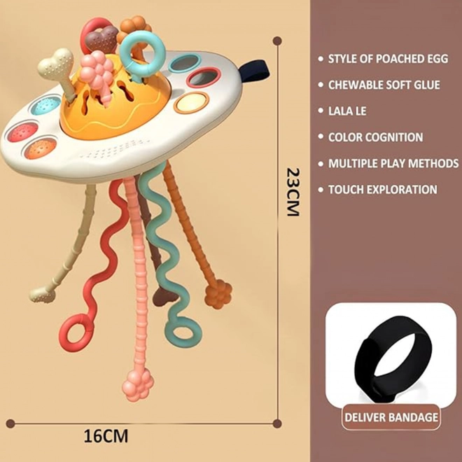Woopie senzorična igrača Montessori grizalo ropotuljica UFO
