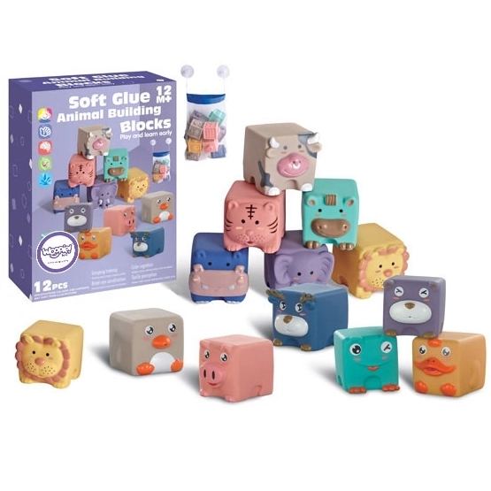 WOOPIE otroške senzorične kocke in puzzle živali 12 kos