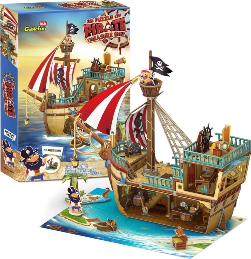 3D sestavljanka piratska ladja z zakladom