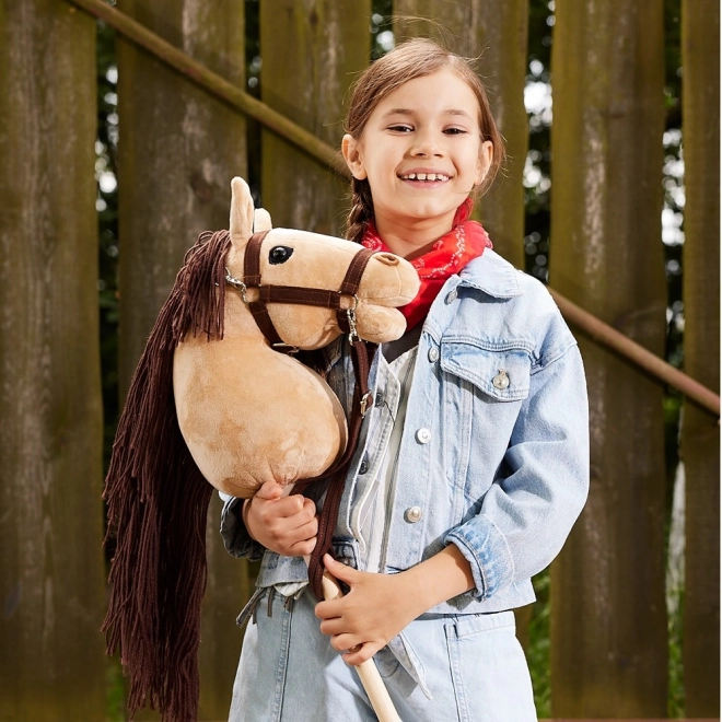 HOPPIHORSE konj na palici hobby horse velikost A3 bež