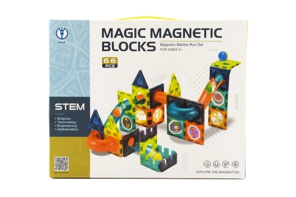 Magnetna konstrukcijska igrača plastika 66 kosov v škatli 31x25x8 cm