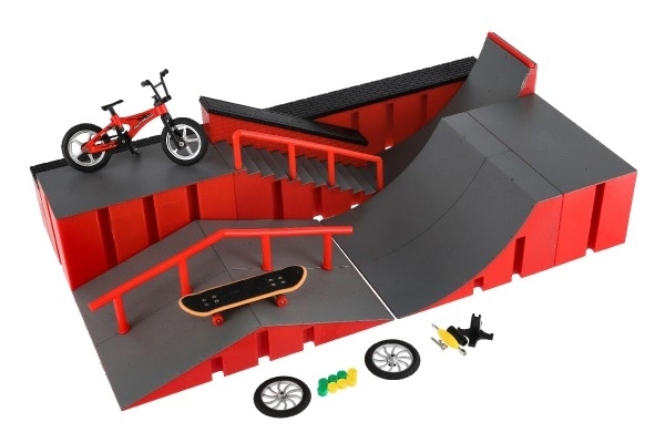 Skatepark - rampe, kolo za prste, plastični rolka za prste z dodatki 2 barvi v škatli 43x25x12cm