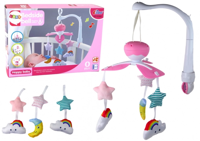 Otroška posteljica Carousel Baby Sound Sky Pink