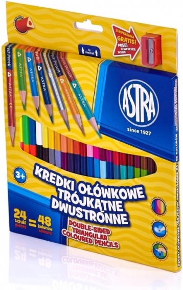 Trikotne dvostranske barvice ASTRA, 48 barv
