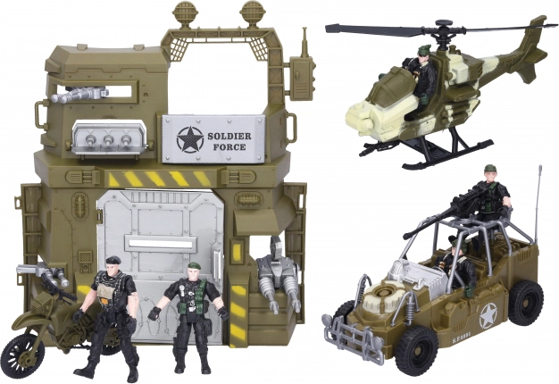 Vojaški set z avtom in helikopterjem za otroke