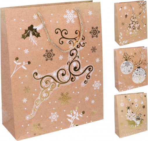 Darilna vrečka M 26 × 32 × 10 cm božični motivi
