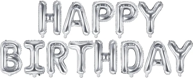 Folijski baloni Happy Birthday – Srebrna
