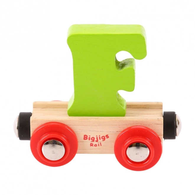 Bigjigs Rail leseni vagón s črko F