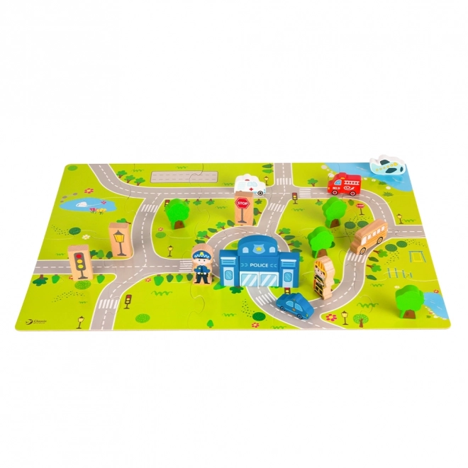 Leseniški set Lesene kocke Postavi mesto 120 kosov