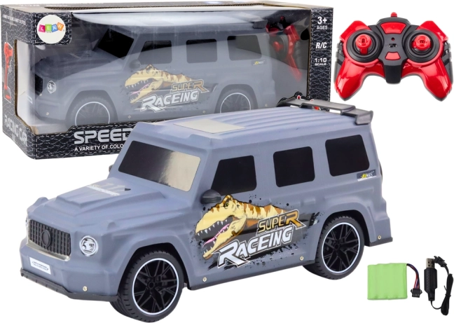 RC avto z dinozavrovim motivom 1:10, siv