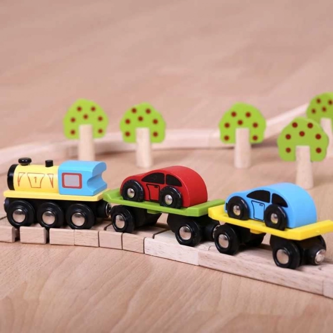 Bigjigs Rail Tovorni vlak z avtomobili in tiri