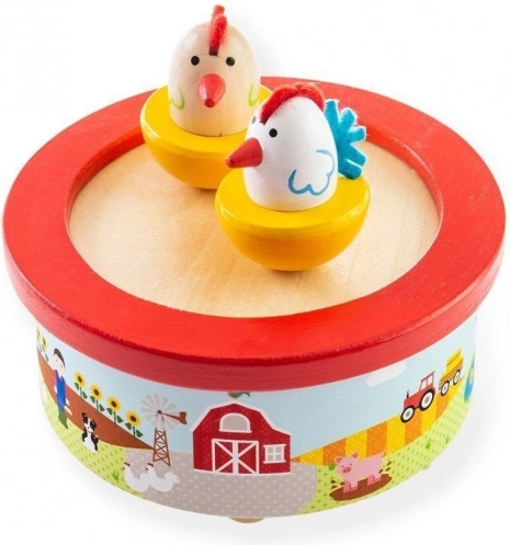 Lesena glasbena skrinjica farma BIGJIGS TOYS
