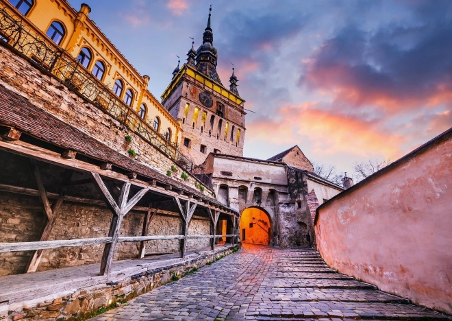 Sestavljanka Ura stolp Sighișoara Romunija 1000 koščkov