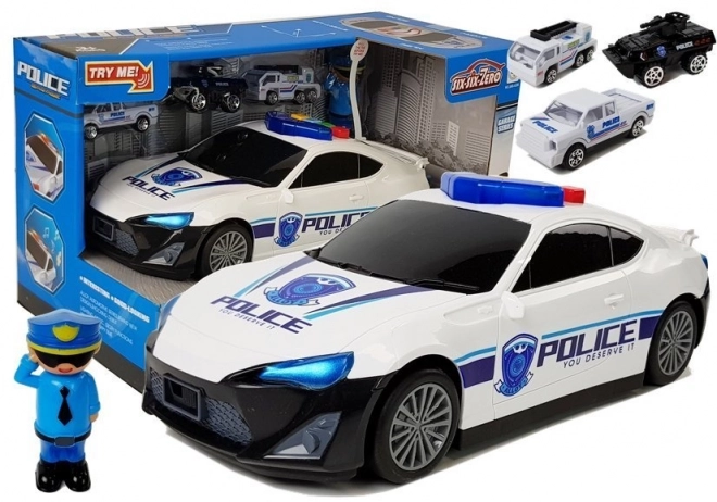 Policijski avto z garažo 2v1 z zvokom in lučmi