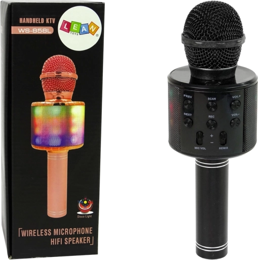 Brezžični USB mikrofon z zvočnikom za snemanje karaok model WS-858 Črna