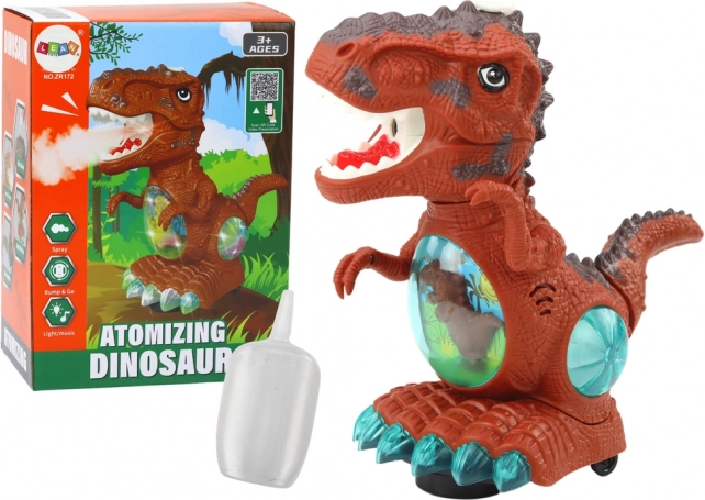 Plesoči rjavi dinozaver s tipalom ovir, svetlobnimi in zvočnimi učinki
