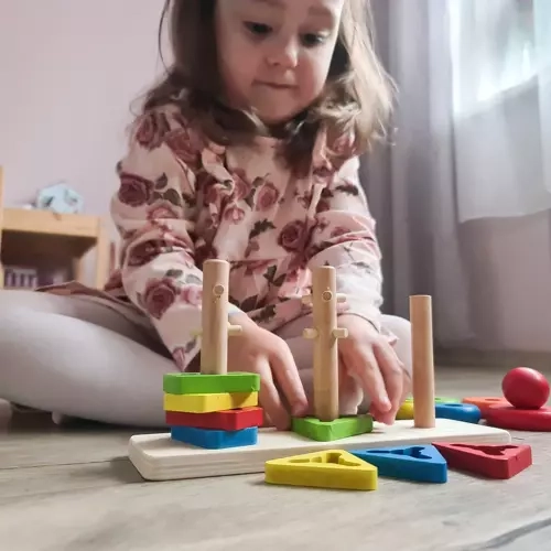 Lesena barvna igra z oblikami