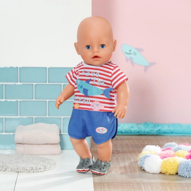 BABY born Pižamka in copatki, modri, 43 cm