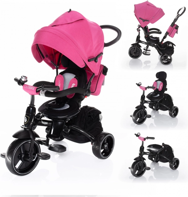 Trikolesnik Citi Trike Candy Pink z vodilno palico in strehico