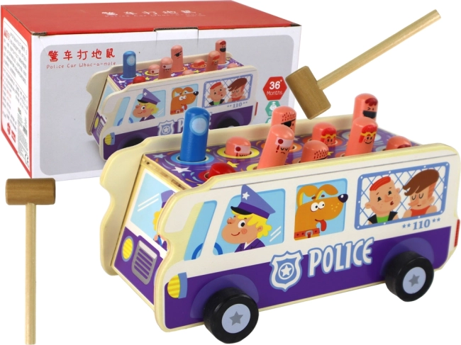 Lesena spretnostna igra policijski avtobus z tolkačem