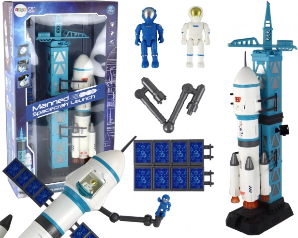 Vesoljska misija – raketa z izstrelilnim stolpom in astronavti, 15-delni set
