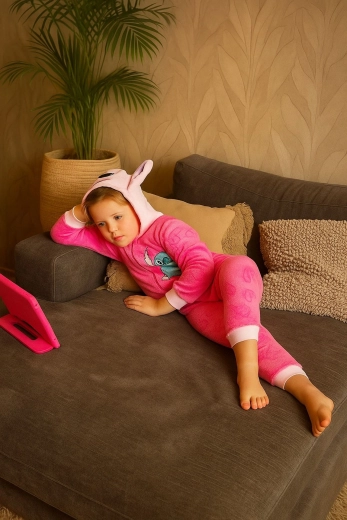 Igriva kapuca s 3D ušesi in motivom STITCH