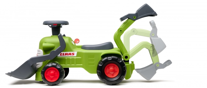 Vozni traktor Claas s prikolico, nakladalnikom in žlico