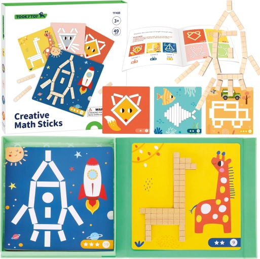 Tooky Toy magnetična logična sestavljanka – kreativne matematične paličice, 49 delov