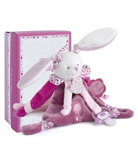 Darilni set zajček z držalom za dudo 17 cm