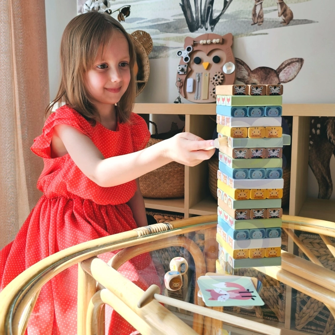 TOOKY TOY zibajoči stolp z živalmi