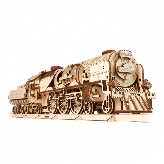 Ugears 3D sestavljanka - Lokomotiva V-express z vagonom 538 kosov