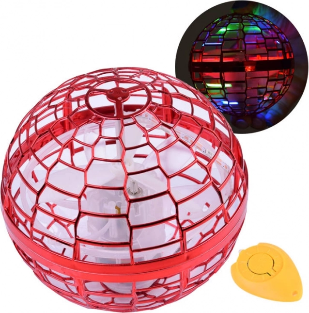 Leteča UFO krogla z LED in upravljanjem z roko – Rdeča