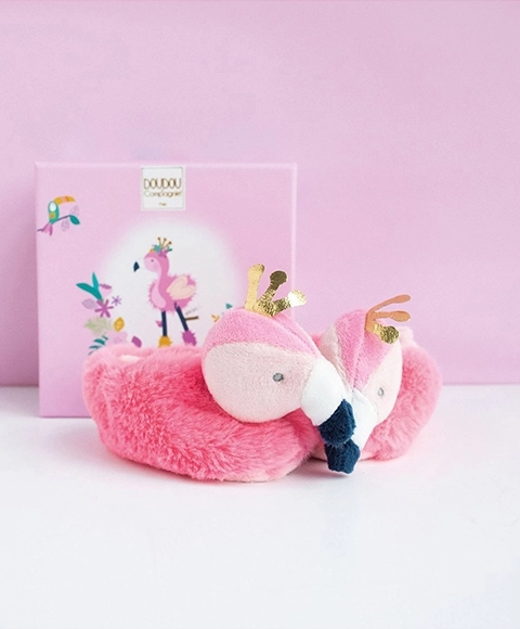 Darilni komplet otroški čeveljčki flamingo 0–6 mesecev